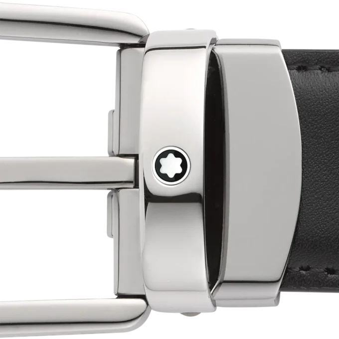 Horseshoe buckle black/brown 30 mm reversible leather belt