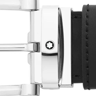 Horseshoe buckle black/brown 35 mm reversible leather belt