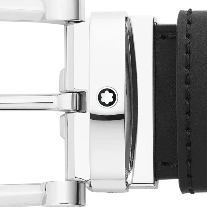 Horseshoe buckle black/brown 35 mm reversible leather belt