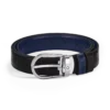 Horseshoe buckle black/ink blue 30mm reversible leather belt