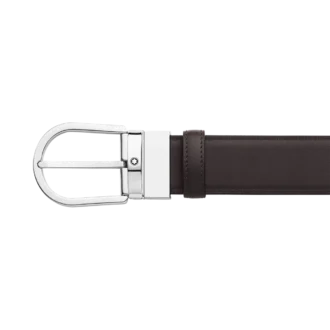 Horseshoe buckle black/tan 35 mm leather belt