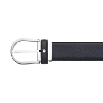 Horseshoe buckle blue 35 mm leather belt