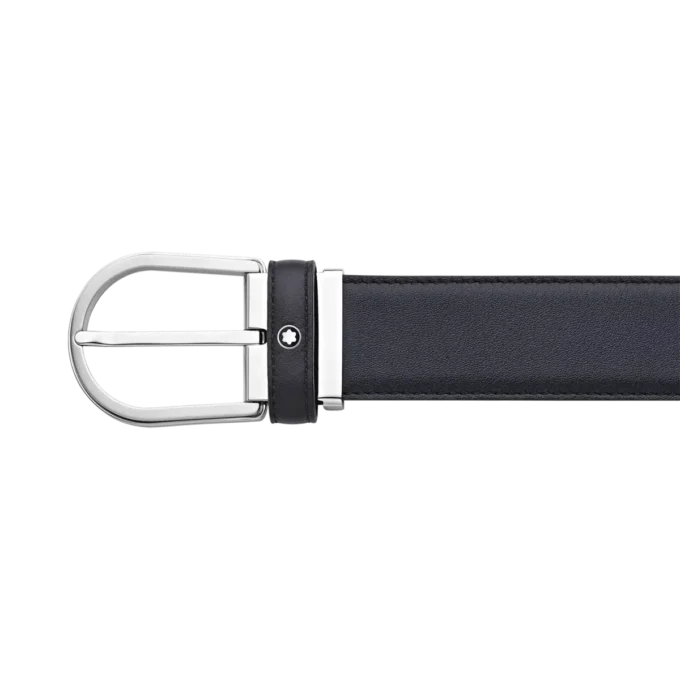 Horseshoe buckle blue 35 mm leather belt