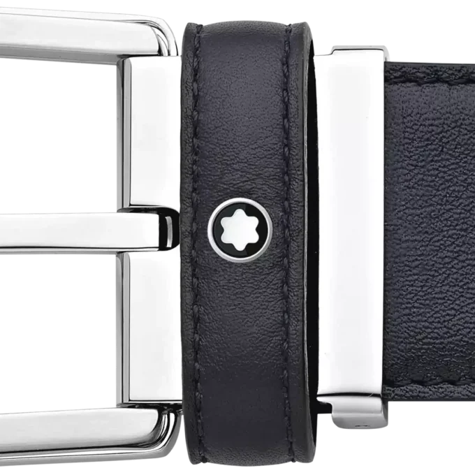 Horseshoe buckle blue 35 mm leather belt