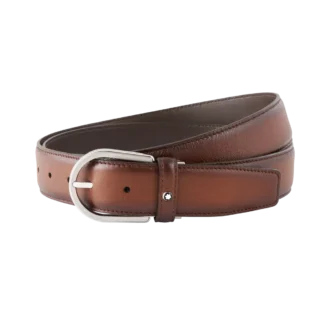 Horseshoe buckle brown 35 mm leather belt