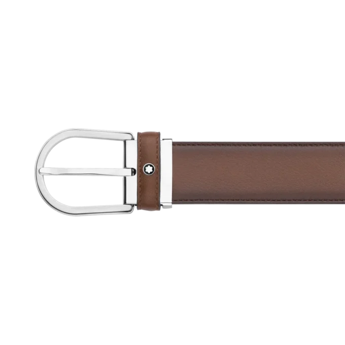 Horseshoe buckle brown 35 mm leather belt