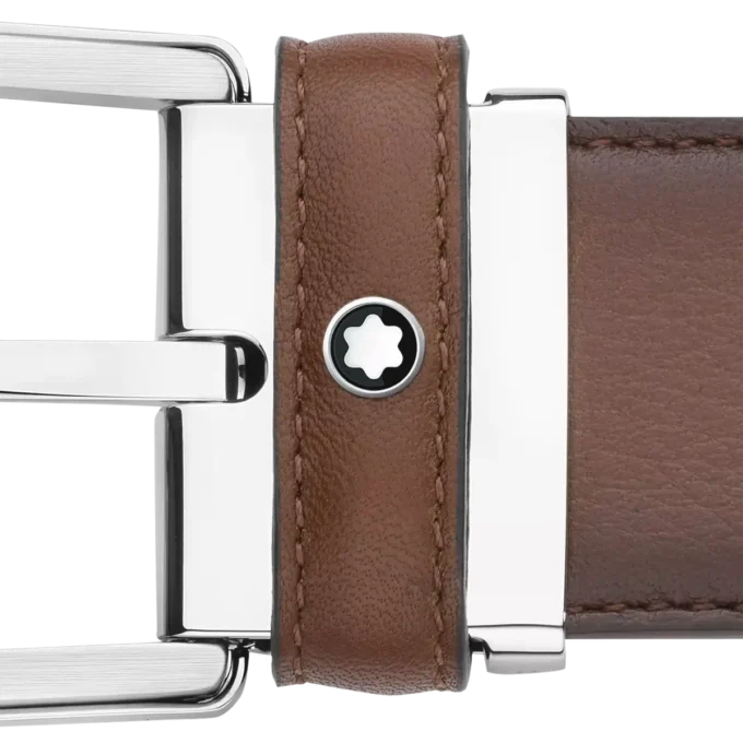Horseshoe buckle brown 35 mm leather belt