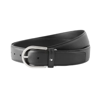 Horseshoe buckle gray 35 mm leather belt