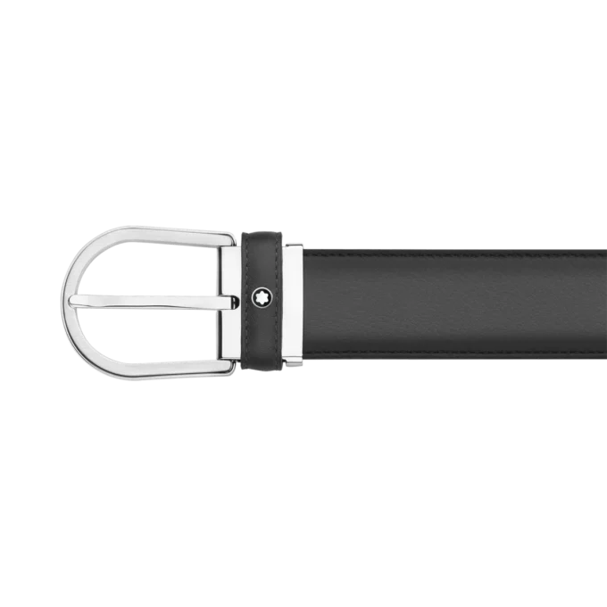 Horseshoe buckle gray 35 mm leather belt