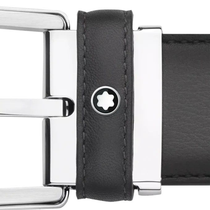 Horseshoe buckle gray 35 mm leather belt