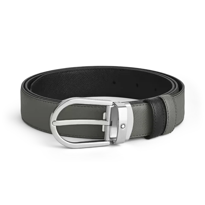 Horseshoe buckle Medium/black 30mm reversible leather strap