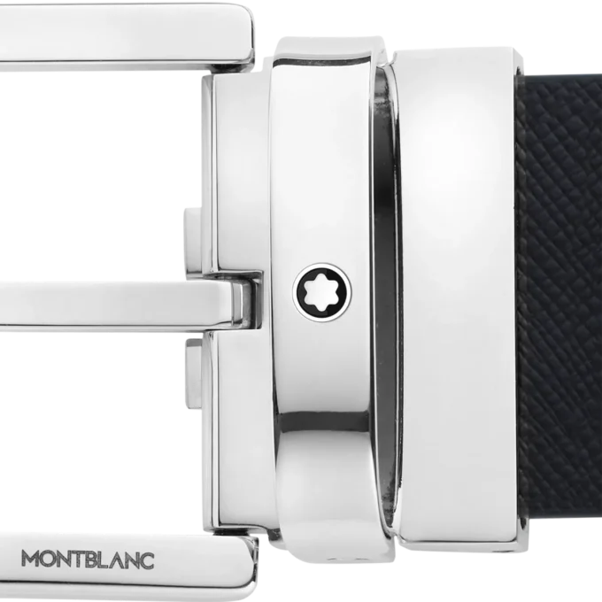 Horseshoe buckle printed black/mosto 35 mm reversible leather belt