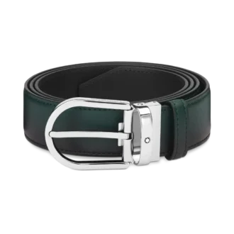 Horseshoe buckle sfumato British green 35mm leather belt