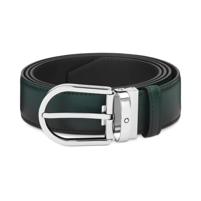 Horseshoe buckle sfumato British green 35mm leather belt