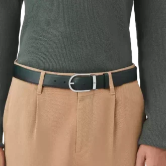 Horseshoe buckle sfumato British green 35mm leather belt