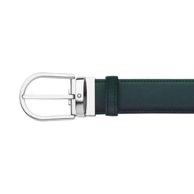 Horseshoe buckle sfumato British green 35mm leather belt