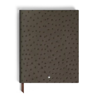 Large Notebook in Ostrich-Embossed Leather, Lined Pages