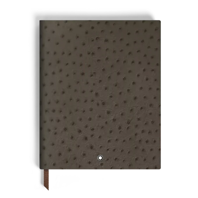 Large Notebook in Ostrich-Embossed Leather, Lined Pages
