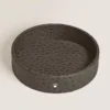 Large Round Desk Tray in Ostrich-Embossed Leather