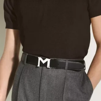 M buckle black 35 mm reversible leather belt