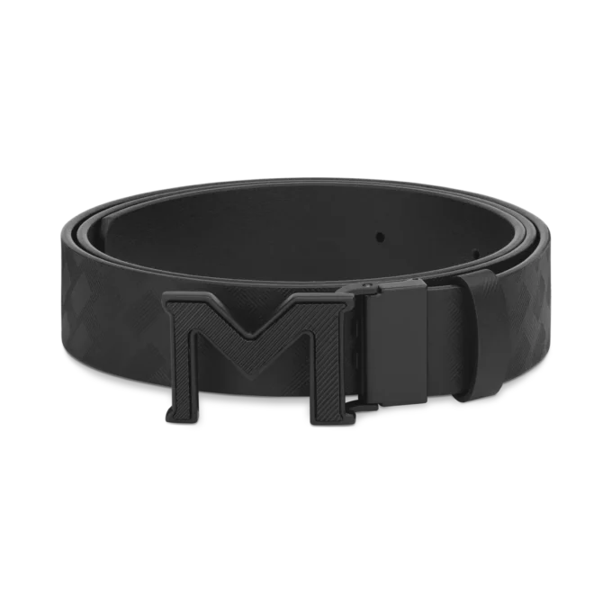 M buckle Extreme 3.0 black/plain black 35 mm reversible leather belt