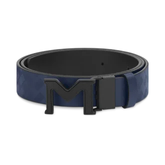 M buckle Extreme 3.0 blue/plain black 35 mm reversible leather belt