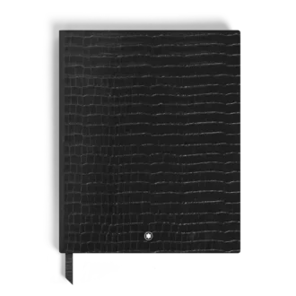 Notebook Large, Croco-Embossed Leather, Black – Lined Pages