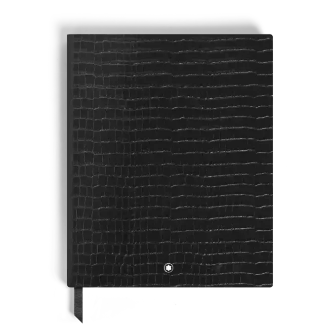 Notebook Large, Croco-Embossed Leather, Black – Lined Pages