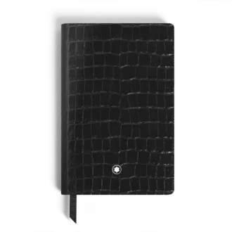 Notebook Small, Croco-Embossed Leather, Black – Lined Pages