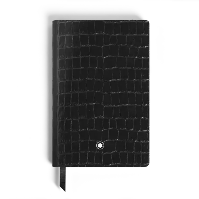 Notebook Small, Croco-Embossed Leather, Black – Lined Pages