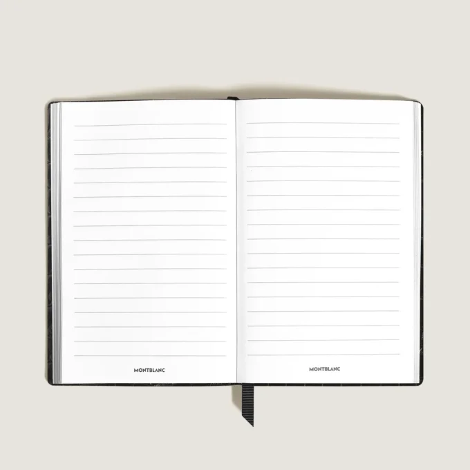 Notebook Small, Croco-Embossed Leather, Black – Lined Pages