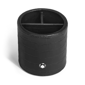 Pen holder, Croco-Embossed Leather, Black