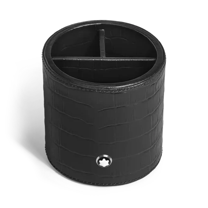 Pen holder, Croco-Embossed Leather, Black