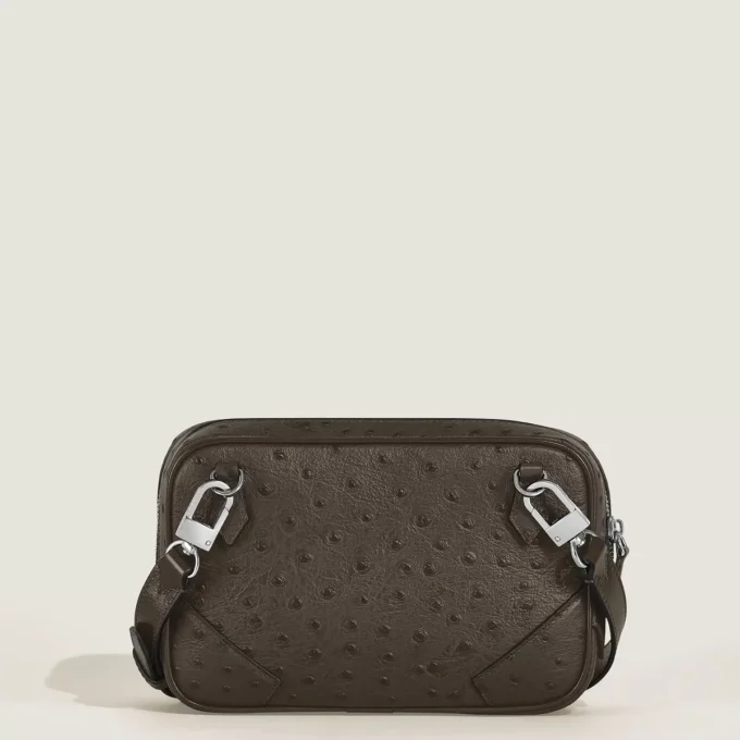 Printed ostrich mini crossbody