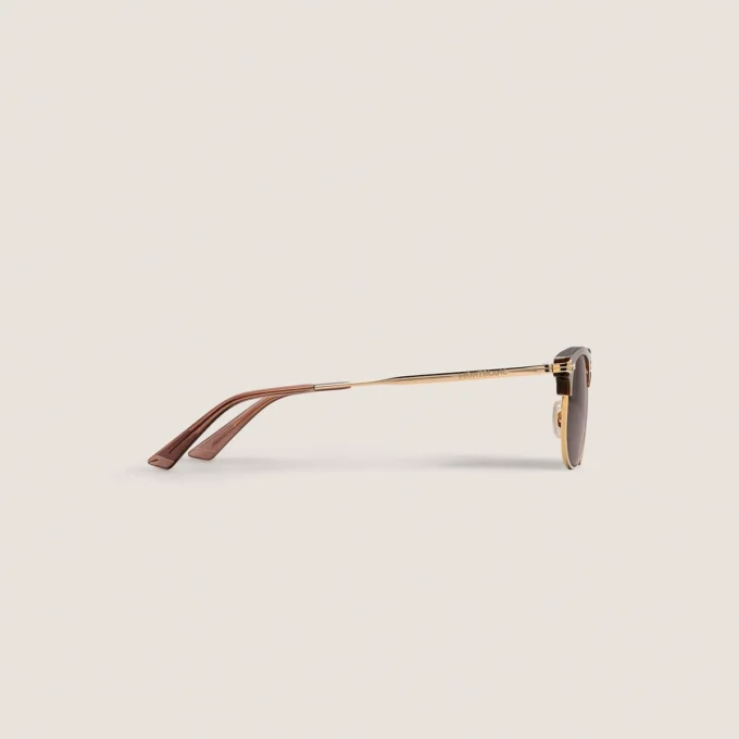 Rectangular Sunglasses Gold Coloured Metal Frame
