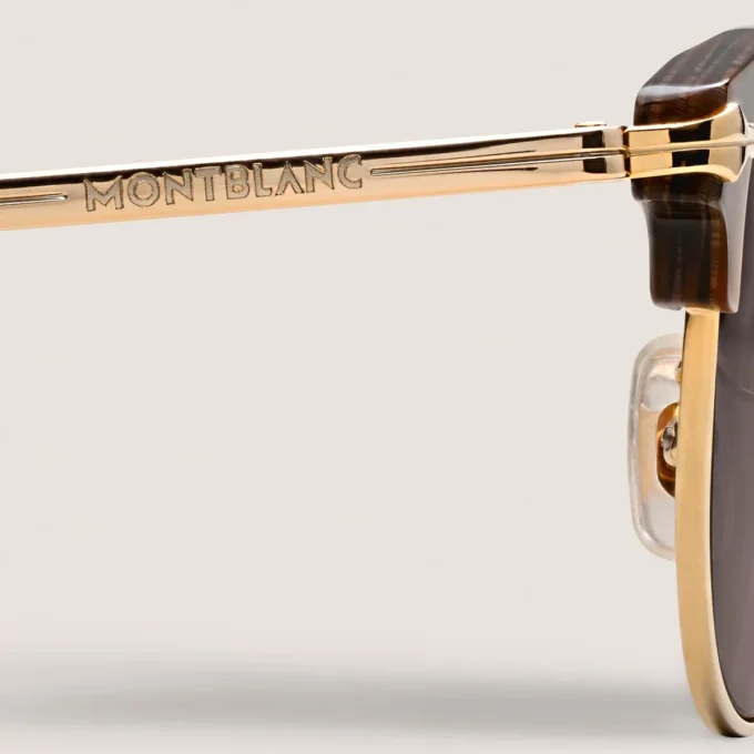 Rectangular Sunglasses Gold Coloured Metal Frame