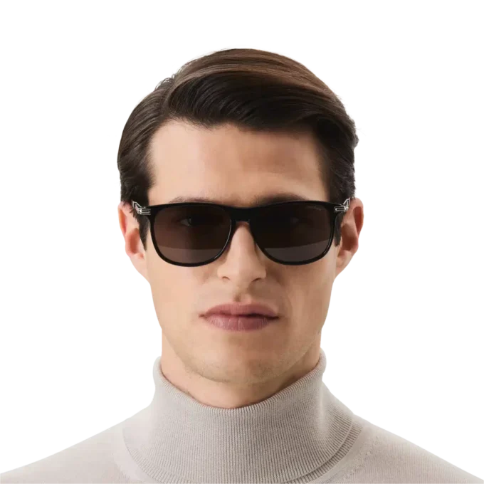 Rectangular Sunglasses with Black-Colored Acetate Frame