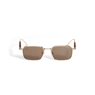 Rectangular Sunglasses with Gold Col Metal Frame