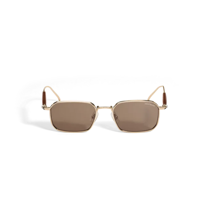 Rectangular Sunglasses with Gold Col Metal Frame