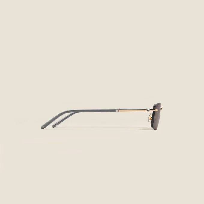 Rectangular Sunglasses with Gold Col Metal Frame