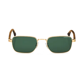 Rectangular Sunglasses with Gold-Colored Metal Frame