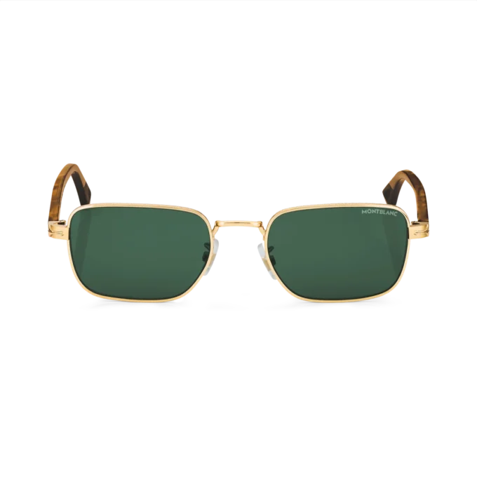 Rectangular Sunglasses with Gold-Colored Metal Frame