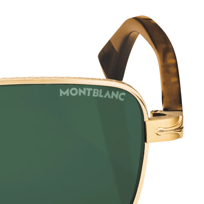 Rectangular Sunglasses with Gold-Colored Metal Frame