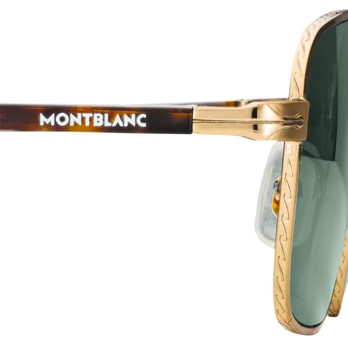 Rectangular Sunglasses with Gold-Colored Metal Frame