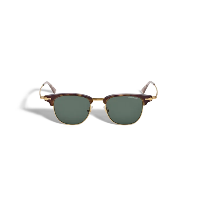 Rectangular Sunglasses with Gold Coloured Metal Frame