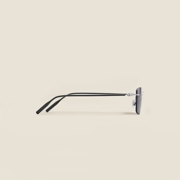Rectangular Sunglasses with Silver Col Metal Frame