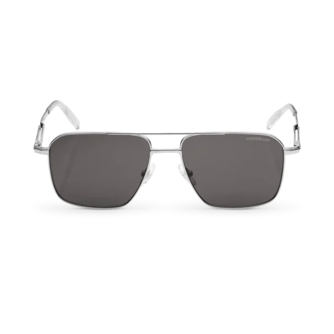 Rectangular Sunglasses with Silver Coloured Metal Frame