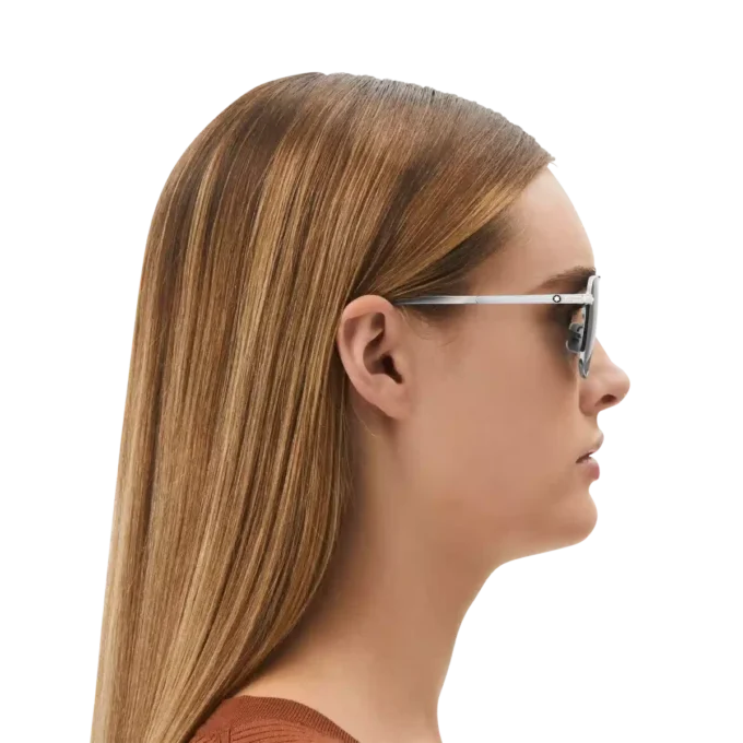 Rectangular Sunglasses with Silver Coloured Metal Frame