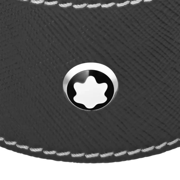 Round desk tray in black leather (Small)