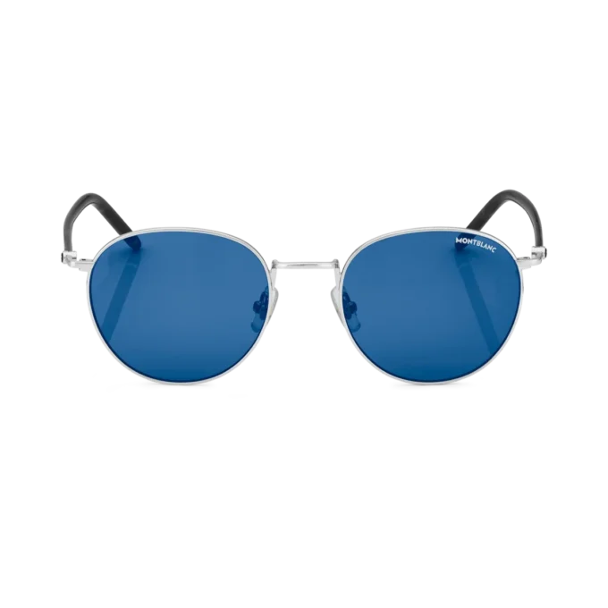 Round Sunglasses with Ruthenium-Colored Metal Frame
